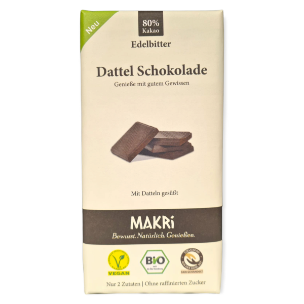 Makri Dattelschokolade Edelbitter 80%